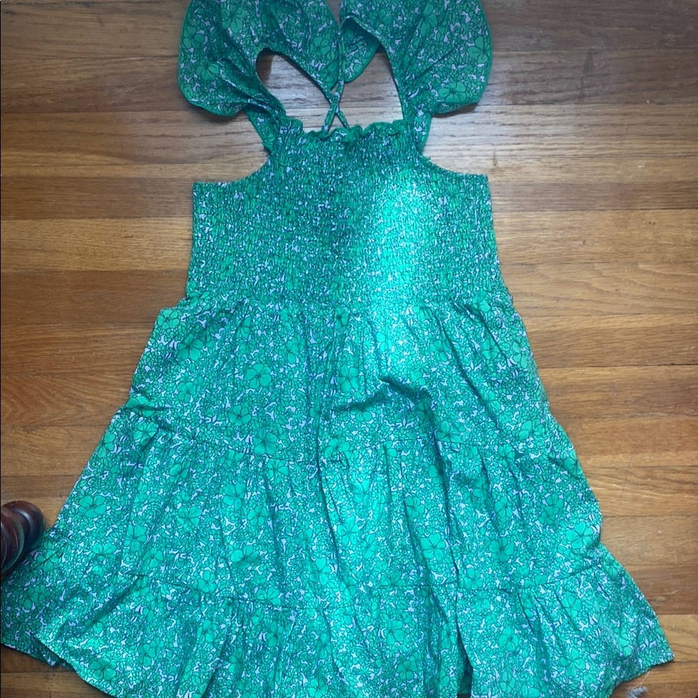 I so Ella and Chloe green floral smocked dress 10